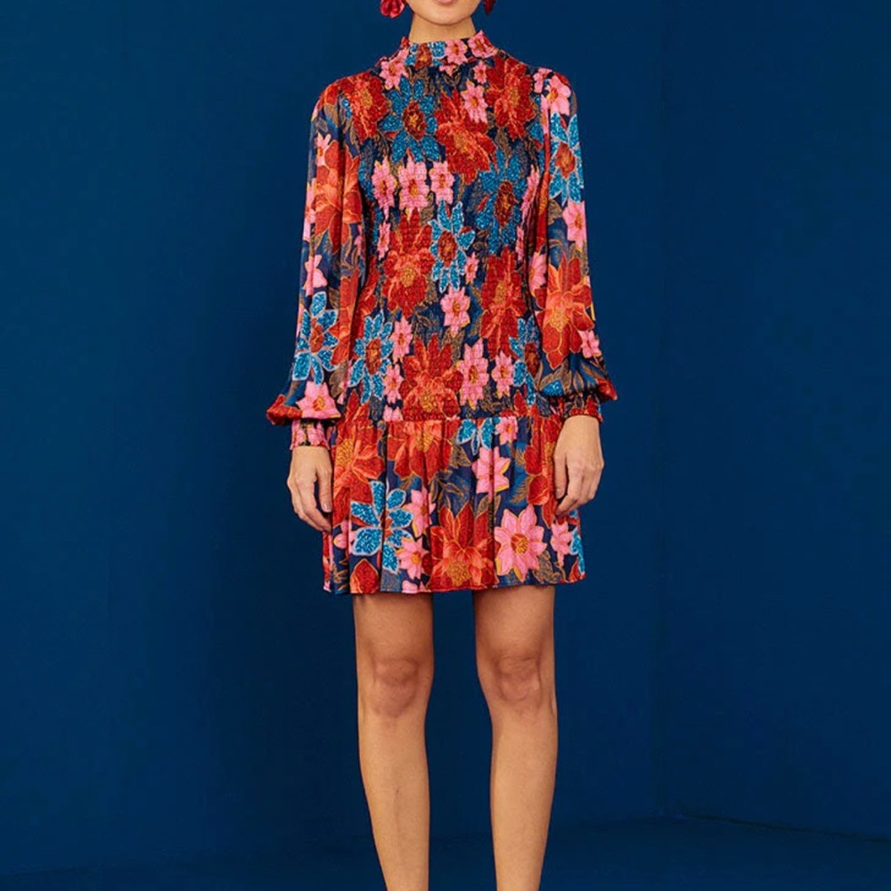 FARM Rio Multicolor Floral Mini Dress - Red, Pink, Blue, Orange - Picture 2 of 7